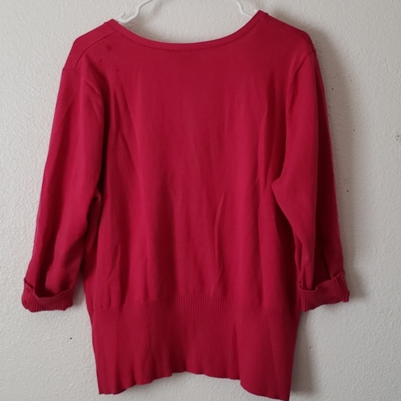 Lane Bryant Cardigan in Raspberry 3/4 Sleeve Size 14 - Picture 2 of 7